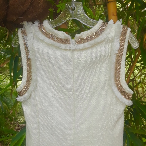 Rachel Zoe Chain Off White Tweed Fringe Trim - Picture 4 of 10